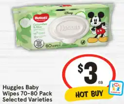 IGA Huggies Baby Wipes 70-80 Pack offer