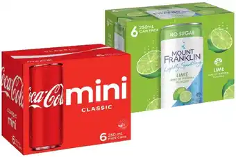 IGA Coca‑Cola, Sprite, Fanta, Mount Franklin or Deep Spring 6x250mL Selected Varieties offer