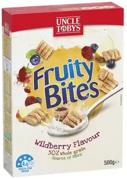 IGA Uncle Tobys Fruity Bites Wildberry Flavour 500g offer