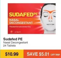 Chempro Sudafed PE Nasal Decongestant 24 Tablets offer