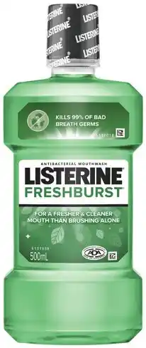 IGA Listerine Antibacterial Mouthwash 500mL Selected Varieties offer