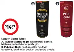 Coles Lagoon Game Tubes Pub Quiz Night offer