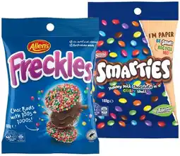 IGA Allen’s Chocolate or Nestlé Smarties Share Pack 160g Selected Varieties offer