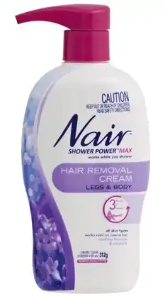 IGA Nair Shower Power Max Hair Removal Cream for Legs & Body 312g offer