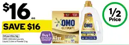 Woolworths OMO Ultimate Laundry Liquid 2 Litre or Powder 2 kg offer