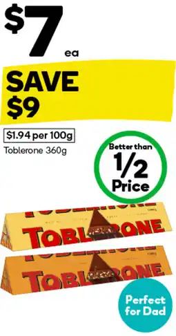 Woolworths Toblerone 360g offer