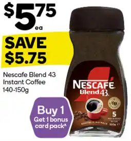 Woolworths Nescafe Blend 43 Instant Coffee 140-150g offer