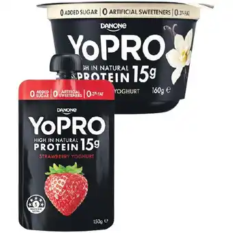 Woolworths YoPRO High Protein Yoghurt Pot or Pouch 150-160g – From the Fridge offer