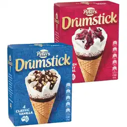 Woolworths Peters Drumstick Ice Creams 475-490ml Pk 4-6 – Excludes Plant Based – From the Freezer offer