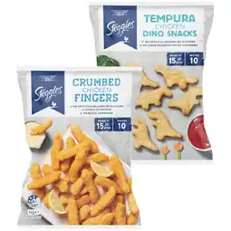 Woolworths Steggles Chicken Tenders, Dinosnacks, Tempura Nuggets, Fingers, Wings, or Alphabites 1 kg offer