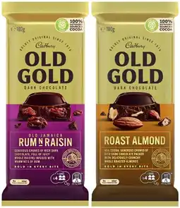 Coles Cadbury Old Gold Block Chocolate 170g-180g offer