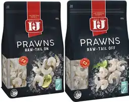 Coles I&J Raw Prawns Tail On or Off 500g offer