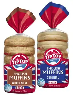 Coles Tip Top English Muffins 6 Pack 400g offer