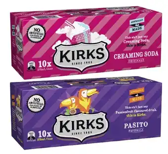 Coles Kirks Soft Drink 10x375mL offer