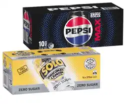 Coles Pepsi or Solo Soft Drink 10x375mL offer