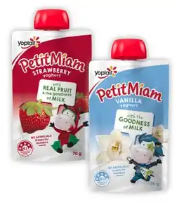 Coles Yoplait Petit Miam Yoghurt Pouch 70g offer