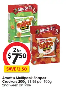 Coles Arnott's Multipack Shapes Crackers 200g offer
