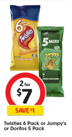 Coles Twisties 6 Pack or Jumpy's or Doritos 5 Pack offer