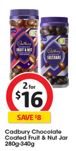 Coles Cadbury Chocolate Coated Fruit & Nut Jar 280g-340g offer