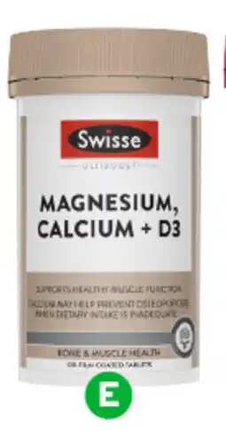 Swisse Ultiboost Magnesium, Calcium + D3 Tablets Pk 120