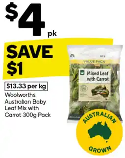 Woolworths Carrot 300g Pack Woolworths Australian Baby Leaf Mix with offer