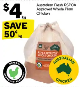 Woolworths Australian Fresh RSPCA Approved Whole Plain Chicken offer
