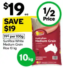 Woolworths SunRice White Medium Grain Rice 10 kg offer