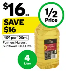Woolworths Farmers Harvest Sunflower Oil 4 Litre offer