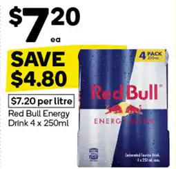 Woolworths Red Bull Energy Drink 4 x 250ml offer