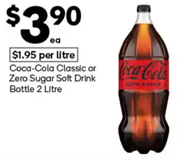 Woolworths Coca-Cola Classic or Zero Sugar Soft Drink Bottle 2 Litre offer