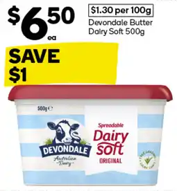 Woolworths Devondale Butter Dairy Soft 500g offer