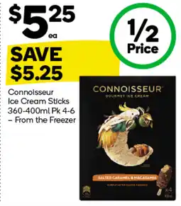 Woolworths Connoisseur Ice Cream Sticks 360-400ml Pk 4-6 offer