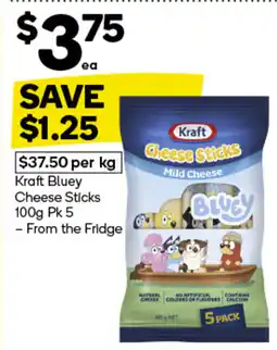 Woolworths Kraft Bluey Cheese Sticks 100g Pk 5 offer