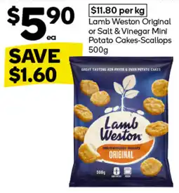 Lamb Weston Original or Salt & Vinegar Mini Potato Cakes-Scallops 500g