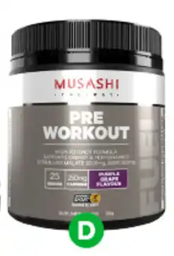 Woolworths D Musashi Pre Workout 225g offer