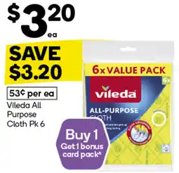 Woolworths Vileda All Purpose Cloth Pk 6 offer
