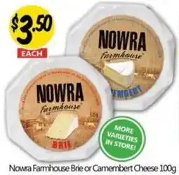 Nowra Farmhouse Brie or Camembert Cheese 100g