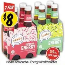 NQR Nexba Kombucha+ Energy 4 Pack Varieties offer