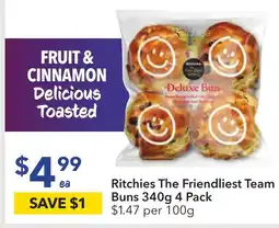 Ritchies The Friendliest Team Buns 340g 4 Pack