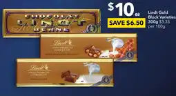 Ritchies Lindt Gold Block Varieties 300g offer