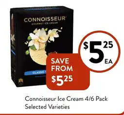 Foodworks Connoisseur Ice Cream 4/6 Pack Selected Varieties offer