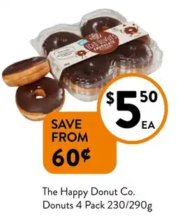 Foodworks The Happy Donut Co. Donuts 4 Pack 230/290g offer