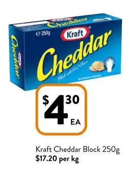 Foodworks Kraft Cheddar Block 250g offer