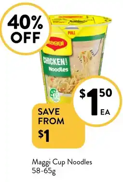 Foodworks Maggi Cup Noodles 58-65g offer