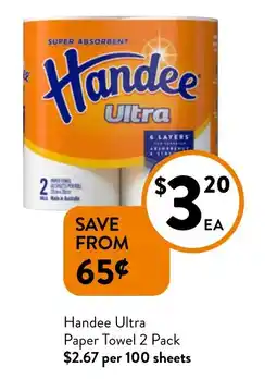 Foodworks Handee Ultra Paper Towel 2 Pack offer