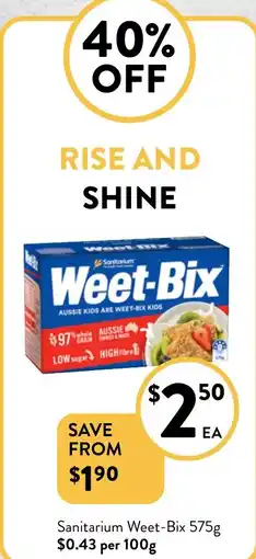 Foodworks Sanitarium Weet-Bix 575g offer