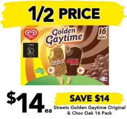 Drakes Streets Golden Gaytime Original & Choc Oak 16 Pack offer