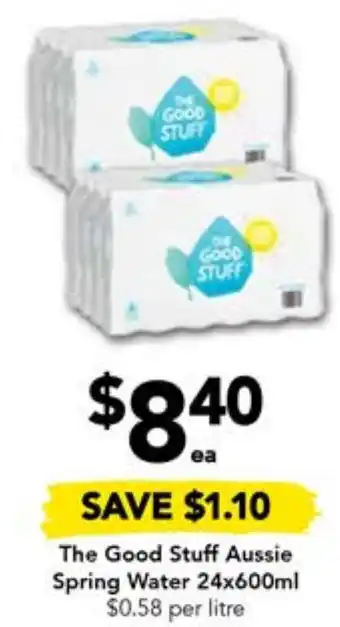 Drakes The Good Stuff Aussie Spring Water 24x600ml offer