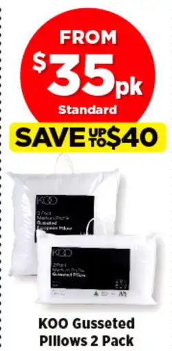 Spotlight KOO Gusseted Pillows 2 Pack offer