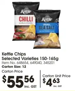 C-Store Distribution Kettle Chips Selected Varieties offer